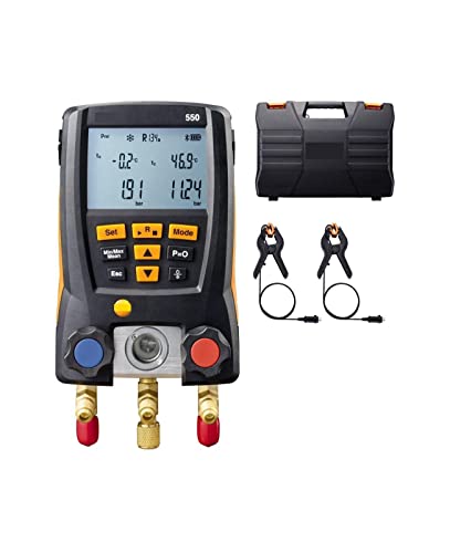 Digitales Manometer Klimatisierungsdruck Digital-Verteiler-Gauger-Kit mit Klemmsonden, Koffer von LOMCOT