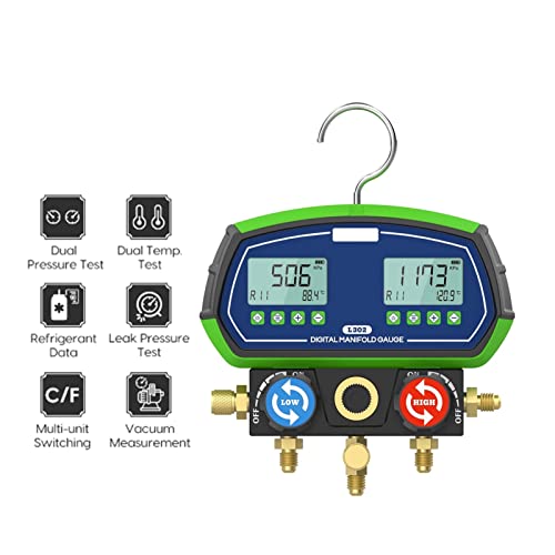 Digitales Manometer L302 Vakuumdrucktemperaturprüfgerät Digitale Kälte-Verteiler-Manager-Leck-Testkühlwerkzeuge von LOMCOT