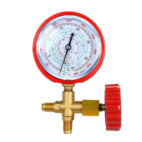 Digitales Manometer Manometer-Klimaanlage-Krümmstoff-Digitalventil-Druckmessgerät Kühlfluor-Werkzeug-Tabelle R410 Kältemittelfüllung(Rood) von LOMCOT
