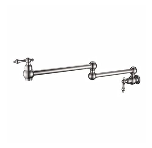 Fester Messing-Topf-Füllstoff-Tap-Doppelgelenk-Schwingwand-Halterung Küchen-Pot-Füller-Wasserhahn Mehrere Farben Tippen Sie auf(Brushed Stainless) von LOMCOT