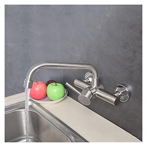 Gebürstete Gold Küchenhahn Wasserhahn Swivel Pot Füller Tap Wand montiert Warm- und Kaltwaschbecken Tap Rotate Sput Edelstahl(Style 1) von LOMCOT