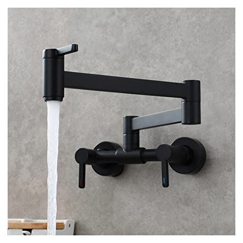 Messing Pot Füller Wasserhahn Faltküchenhahnhahn mit Doppelgelenk Waffen Armaturen Wandmontiert for heißes und kaltes Wasser(Black 1 Function) von LOMCOT
