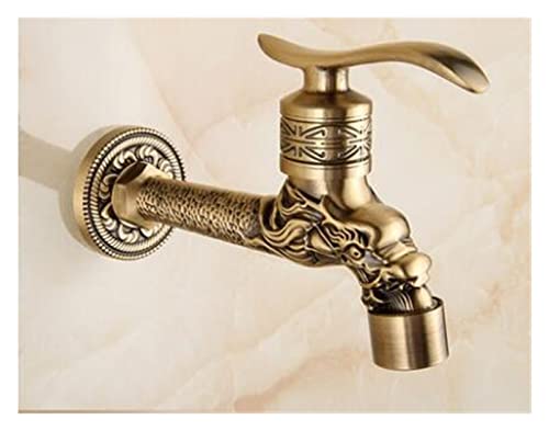 Messing Tap Harmet Garten Garten Bibcks Antike Messing Dragon Geschnitzte Waschmaschine Wasserhahn Outdoor Wasserhahn Einzelner Kalthahn(Burgundy) von LOMCOT