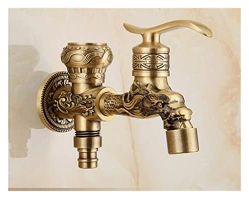 Messing Tap Harmet Garten Garten Bibcks Antike Messing Dragon Geschnitzte Waschmaschine Wasserhahn Outdoor Wasserhahn Einzelner Kalthahn(Lavender) von LOMCOT
