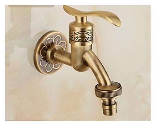 Messing Tap Harmet Garten Garten Bibcks Antike Messing Dragon Geschnitzte Waschmaschine Wasserhahn Outdoor Wasserhahn Einzelner Kalthahn(Light Yellow) von LOMCOT