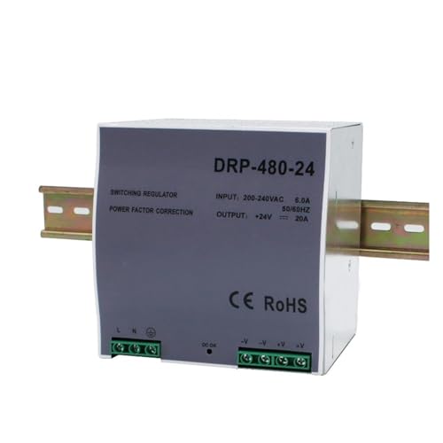 Schaltnetzteil-Adapter 480 W DC 12 V 24 V 36 V 48 V Ausgangsspannung 10 A 13,3 A 20 A 40 A DRP-480 Schienen-Schaltnetzteil-Transformator(DRP-480-36V 13.3A) von LOMCOT
