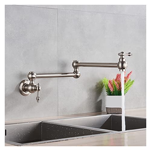 Schwarz gedreht küche waschbecken kalt wasserhahn wasserhahn feste messing basin waschbecken swivel wasserhaarchen wand montiert topf füller wasserhahn(Brushed Nickel) von LOMCOT