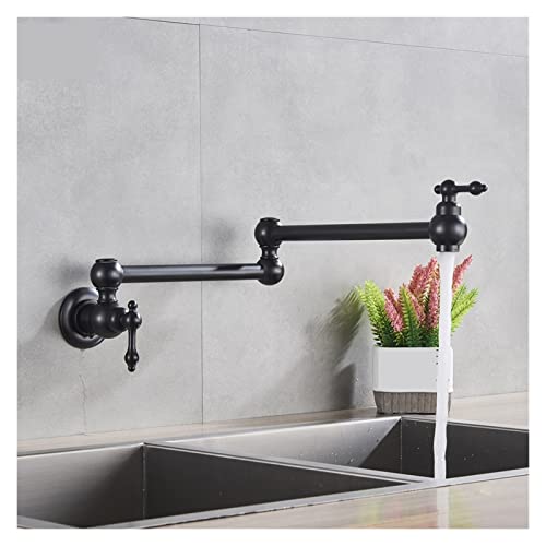 Schwarz gedreht küche waschbecken kalt wasserhahn wasserhahn feste messing basin waschbecken swivel wasserhaarchen wand montiert topf füller wasserhahn(Matte Black) von LOMCOT