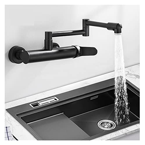 Topf-Füller-Tap-Wand-Wand montierter faltbarer Küchenhahn Heiß und kaltschwarz Total Messing Waschbeckenhahn Tap Drehen Faltscheibe Messing(Style 2) von LOMCOT