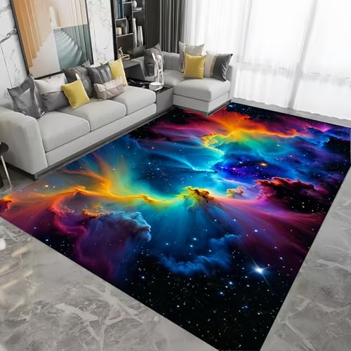 Flanell Teppich Galaxie Planet Blau Lila Rutschfester Teppich für Wohnzimmer Schlafzimmer Spielzimmer Badezimmer Rutschfeste Waschbare Bodenmatte, Nachttischteppich für Kinds, 80x120 cm, Color 5 Flanell Teppich Galaxie Planet Blau Lila Rutschfester Teppich für Wohnzimmer Schlafzimmer Spielzimmer Badezimmer Rutschfeste Waschbare Bodenmatte, Nachttischteppich für Kinds, 80x120 cm, Color 5 von LOMDEM