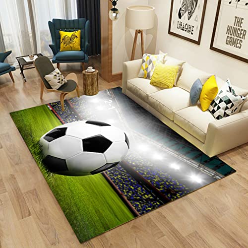 Fußballteppich für Kinderzimmer Flanell Memory Schwamm Teppich Kinderteppich Flammenfußball Graffiti Teppich Wohnzimmer Schlafzimmer Spielzimmer Läufer Küchenteppich (Farbe 4,100x150 cm) von LOMDEM