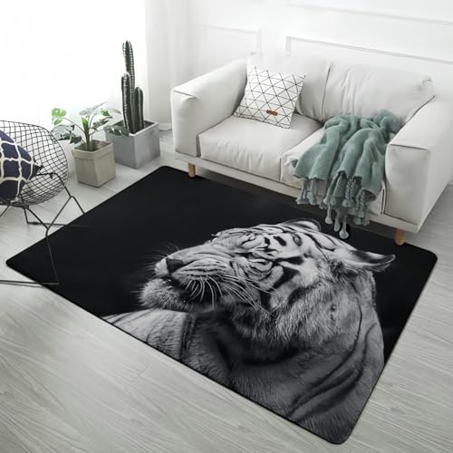 LOMDEM 3D Tier Leoparden Flanell Teppich rutschfest Sternenhimmel Löwe Leopard Tiger Schwarz Grau Heimdekor Teppich für Wohnzimmer Schlafzimmer Arbeitszimmer Flur Badezimmer (Color 3,120x160 cm) von LOMDEM