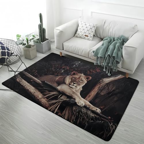 LOMDEM 3D Tier Leoparden Flanell Teppich rutschfest Sternenhimmel Löwe Leopard Tiger Schwarz Grau Heimdekor Teppich für Wohnzimmer Schlafzimmer Arbeitszimmer Flur Badezimmer (Color 4,50x80 cm) von LOMDEM