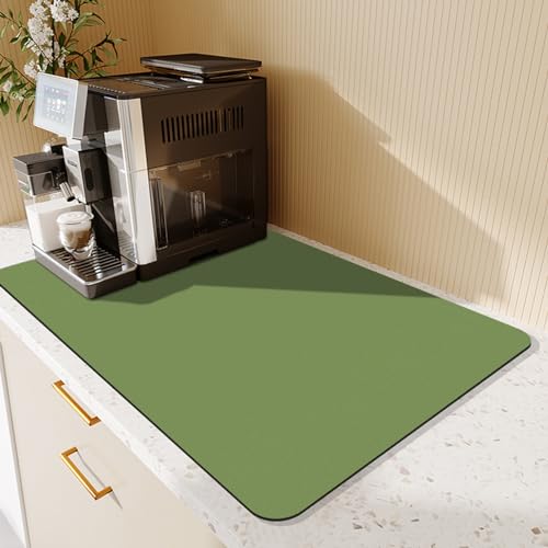 LOMDEM Abtropfmatte Geschirr Kaffeemaschine Saugfähige Matte Abtropfmatte Anti-Rutsch Bar Abtropfmatte Küchenarbeitsplatte Matten Esstisch Abtropfmatte Draining Mat (Grün,30 x 40 cm) von LOMDEM