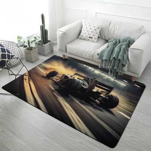 LOMDEM Gaming Bereich Teppich, 3D Extremsport Formelrennen Teppich für Kinderzimmer Decor Rennen Groß Teppich Wohnzimmer Teppich Zimmer Jugend Gaming Stuhl Teppich Spielteppich, 120x160 cm, Color 3 von LOMDEM