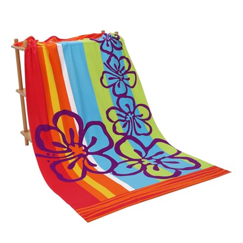 LOMDEM Mikrofaser Strandtuch 100x180 cm Mehrfarbig Gestreift Tiere Leopard Bedruckt Jungen Mädchen Männer Frauen Badetuch Schnelltrocknend Schwimmen Surfen Duschen Sauna Handtuch (Bunt 3) von LOMDEM