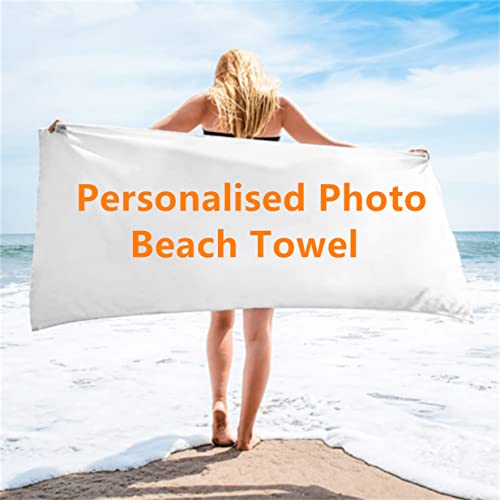 LOMDEM Personalisierte Handtücher Strandtücher 150x200 cm mit Ihrem eigenen Foto Name, Mikrofaser Custom Foto Badetücher Haustier Paar Familie Logo Sport Handtuch Schwimmen Surf Handtuch (150x200 cm) von LOMDEM