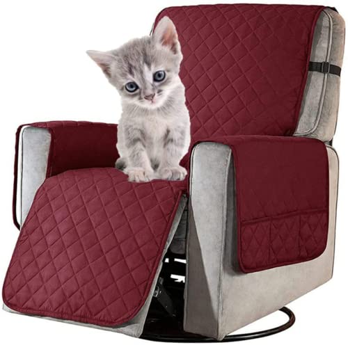 LOMDEM Sesselschoner Fernsehsessel Wasserdicht rutschfest relaxsessel sofaschoner mit Armlehnen 1 Sitzer Taschen Sesselüberwurf Waschbar for Home with Children and Pets Dog(Red,Small) von LOMDEM