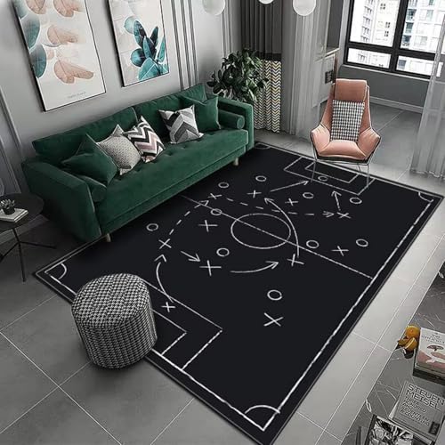 LOMDEM Sportteppich Für Jungen Modern Grün Fußballplatz 3D Weiches Flanell Bereich Teppich Wohnzimmer Schlafzimmer Kinds, Dekoration Football Spielbereich Spielzimmer-Bodenmatte (Color 3,160x200 cm) von LOMDEM
