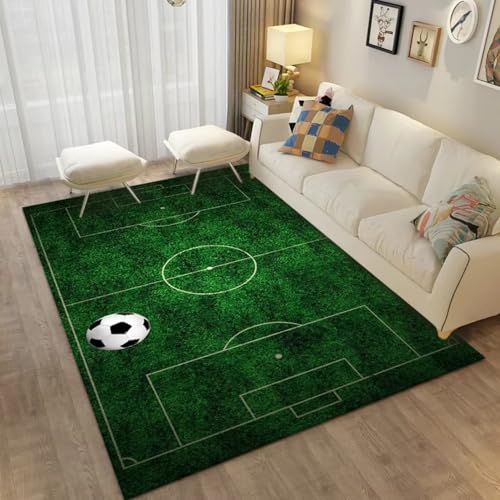 LOMDEM Sportteppich Für Jungen Modern Grün Fußballplatz 3D Weiches Flanell Bereich Teppich Wohnzimmer Schlafzimmer Kinds, Dekoration Football Spielbereich Spielzimmer-Bodenmatte (Color 5,140x200 cm) LOMDEM Sportteppich Für Jungen Modern Grün Fußballplatz 3D Weiches Flanell Bereich Teppich Wohnzimmer Schlafzimmer Kinds, Dekoration Football Spielbereich Spielzimmer-Bodenmatte (Color 5,140x200 cm) von LOMDEM
