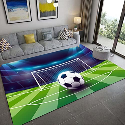 Sportteppich Kinderteppich Fußball Basketball Graffiti Teppich Dekorativer Wohnzimmer Schlafzimmer Teppich Jungen Jugendzimmer Teppich Waschbar Küche Bad Matte Läufer (Farbe 1,120x180 cm) von LOMDEM