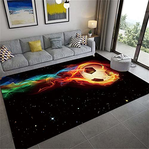 Sportteppich Kinderteppich Fußball Basketball Graffiti Teppich Dekorativer Wohnzimmer Schlafzimmer Teppich Jungen Jugendzimmer Teppich Waschbar Küche Bad Matte Läufer (Farbe 5,140x180 cm) von LOMDEM