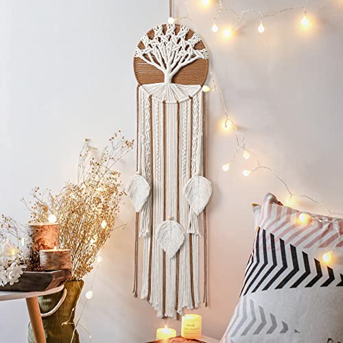 Baum des Lebens Traumfänger,Makramee-Wandbehang,Boho-Traumfänger mit Federblatt,böhmische Traumfänger für Hochzeitsfeiern,Schlafzimmer,Kinderzimmer,Café,Zigeuner-Dekor (Brown/Tree of Life) von LOMOHOO