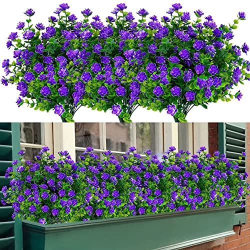 LOMOHOO 8 Bündel künstliche Blumen, künstliche Blumen in Großpackung, künstliche Pflanzen, UV-beständige Kunststoffsträucher für Zuhause, Garten, Fenster, Hochzeitsdekoration von LOMOHOO