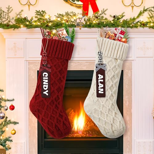 LOMOHOO Strick-Weihnachtsstrümpfe,18inches große Weihnachtsstrümpfe,2 Stück,rustikal,personalisierte Weihnachtsstrumpf-Dekorationen für Urlaub Dekoration,Weihnachtsdekoration LOMOHOO Strick-Weihnachtsstrümpfe,18inches große Weihnachtsstrümpfe,2 Stück,rustikal,personalisierte Weihnachtsstrumpf-Dekorationen für Urlaub Dekoration,Weihnachtsdekoration von LOMOHOO