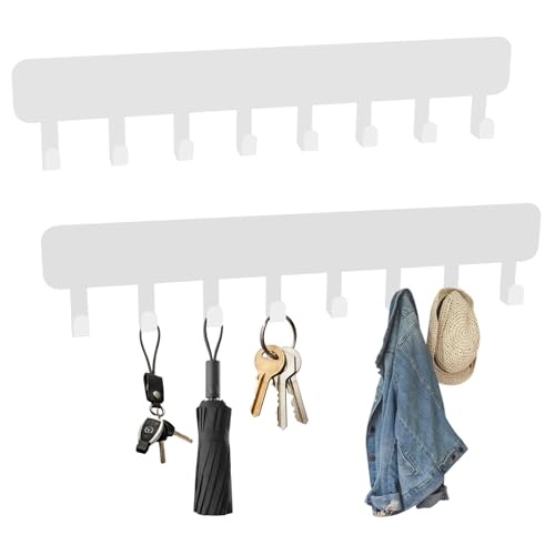 LOMUG 2 Stück Schlüsselbrett Mit 8 Haken, Selbstklebend Ohne Bohren – Praktische Schlüsselaufbewahrung Als Key Holder Für Wanddekoration. Ideal Für Flur, Eingangstür, Garage, Bad Und Küche (Weiß) LOMUG 2 Stück Schlüsselbrett Mit 8 Haken, Selbstklebend Ohne Bohren – Praktische Schlüsselaufbewahrung Als Key Holder Für Wanddekoration. Ideal Für Flur, Eingangstür, Garage, Bad Und Küche (Weiß) von LOMUG
