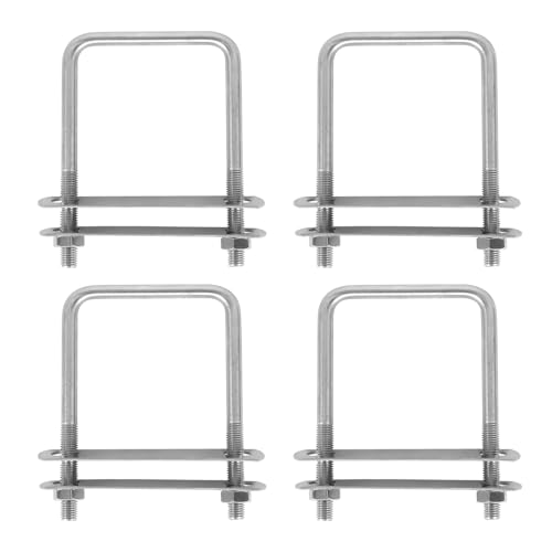 LOMUG 4 x Bügelschrauben M10 U Schrauben 80mm x 150mm Bolzen mit 8 Gegenplatte, Bügelbolzen U Bügelschelle Edelstahl mit Muttern, Rahmenplatte, runde Unterlegscheiben, Vierkant-Bügel, U Bolzen von LOMUG