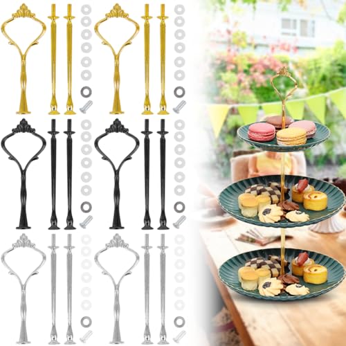 LOMUG 6 Set Etageren Stangen Set, Vintage Metallstangen Etagere Stangen Etagerenhalter Bausatz Etagere Zubehör für Ostern Hochzeitstorte Geburtstag Tortenständer Tortenhalter Torten Etagere von LOMUG