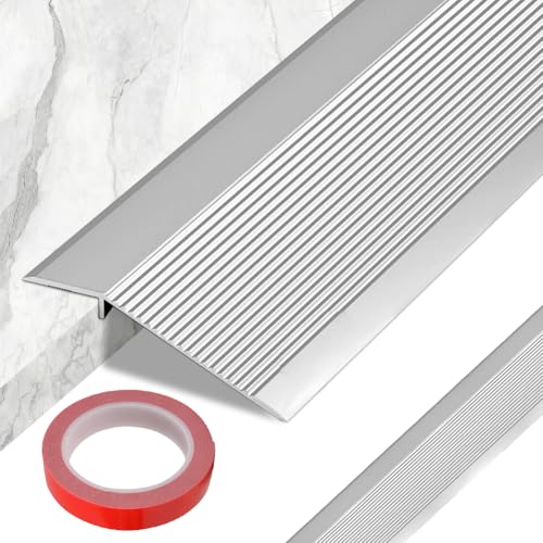 LOMUG Alu-Boden-Übergangsprofil Für Höhenausgleich Von 8-40 mm, Ideal Für Türschwellen-Rampen-Fliesen-Laminat, Anpassungsprofil Für Türschwelle Und Saugroboter (Mattsilber, 0.9 m x 100 mm) von LOMUG