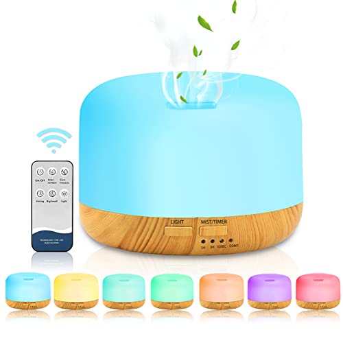 LOMUG Aroma Diffuser, 450ML Luftbefeuchter Ultraschall Humidifier Aromatherapie Diffusor LED mit 7 Farben Elektrische Duftlampe Automatische Abschaltung für Zuhause Schlafzimmer Büro Raum Yoga Spa von LOMUG