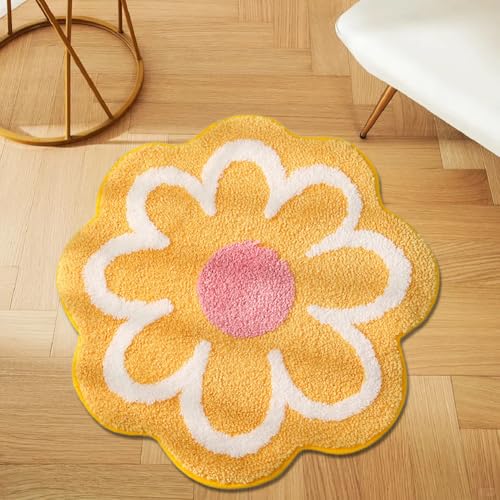 LOMUG Badezimmerteppich, Blumen Weiche Antirutsch Badematte mit Hoher Hygroskopizität, Badezimmermatte Weicher Saugfähig Badezimmerteppich, Teppichboden für Bad Küche Wohnzimmer Toilette(40CM, Gelb) LOMUG Badezimmerteppich, Blumen Weiche Antirutsch Badematte mit Hoher Hygroskopizität, Badezimmermatte Weicher Saugfähig Badezimmerteppich, Teppichboden für Bad Küche Wohnzimmer Toilette(40CM, Gelb) von LOMUG