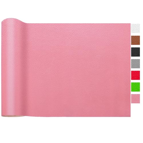 LOMUG Kunstleder Meterware 200 x 140 cm Wasserdicht Leder Stoff Gekörnt Lederimitat Texturiert Lederstoff Leder Risse Reparieren Bezugsstoff Möbelstoff Leder Patch für Autositze Sofa, Rosa von LOMUG