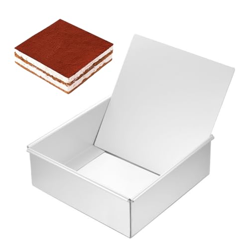 LOMUG Kuchenform Eckig, 8 Zoll Springform Rechteckig, Eckige Backform, Backform Rechteckig Backformen, Quadratische Auflaufform für Mousses Dessertcreme Kuchen Torten Pizza Backen Dekorieren von LOMUG