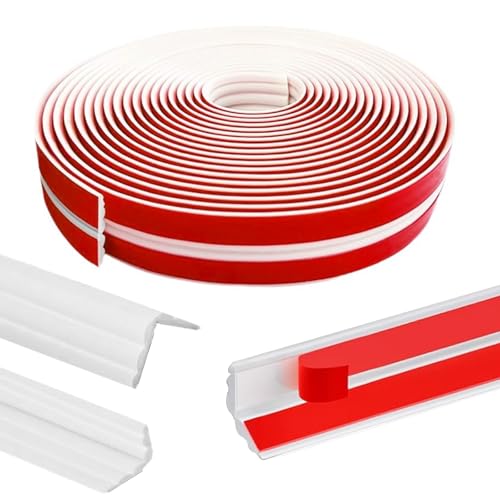 LOMUG Kantenschutz Selbstklebend Leisten, 3 Meter PVC Kantenschutzwinkel Flexible Weichsockelleiste Eckleiste Selbstklebend Winkelprofil für Wände Türen Fenster Küche Fliesen, Verschiedene Möbel, Weiß von LOMUG