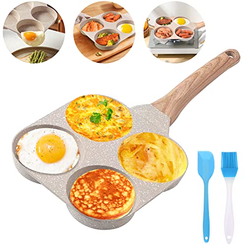 LOMUG Spiegeleipfanne, Pancake Pfanne Induktion, 4 Loch Pfanne Spiegelei Pfanne, Ei Pfanne Multifunktional Antihaft-Aluminium Bratpfanne Eierpfanne Omelettpfanne Augenpfanne für Induktionsherd Gasherd von LOMUG