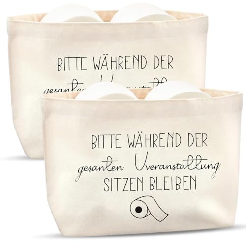 LOMUG Toilettenpapier Aufbewahrung Klopapier Aufbewahrungskorb Toilettenpapierhalter Lustig für WC Badezimmer Toilette Klo Bad Deko, 2 Stück (Weiß Stil 2) von LOMUG