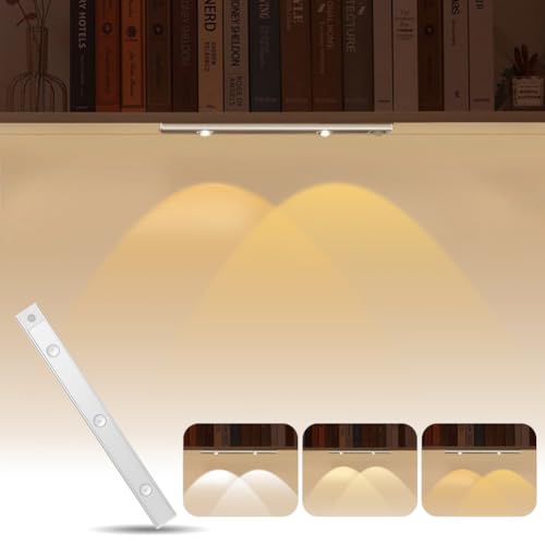 LOMUG Unterbauleuchte Küche LED 30CM, 1200 mAh USB Aufladbar Dimmbar Schrankbeleuchtung Küche mit Bewegungsmelder, Led Leiste Küchenlicht für Spiegel, Schreibtische, Küchen, Schränke und Wand von LOMUG