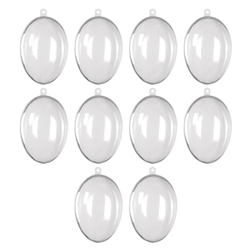 10St Plastikkugeln zum Befüllen, Weihnachtskugeln Acrylkugeln zum Befüllen, Weihnachten Ostern Deko Hängende Ornamente Fotokugel zum Basteln Malen Deko DIY Oster Handwerk für Kinder, 63x45mm von LOMYLM