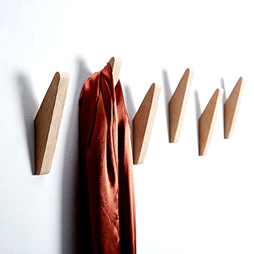 LONANGG 6 Stück Rote eiche Haken Holz Wandhaken, Design Robuste Kleiderhaken Wandmontierte rustikale Holzhaken Kleiderbügel Hutablage Haken Handtuch haken. von LONANGG
