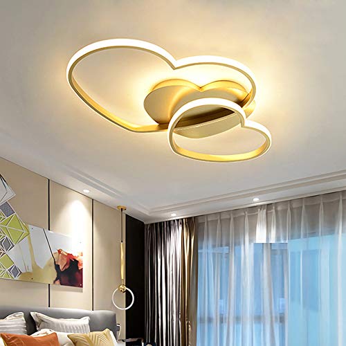 LED 40W Deckenleuchte Dimmbar Kinderzimmerlampe Junge Mädchen Schlafzimmer Deckenlampe Mit Fernbedienung Liebe Herz Design Acryl Metall Deckenbeleuchtung Kronleuchter Für Esszimmer Deckenlicht,Gold… von LONCHAN