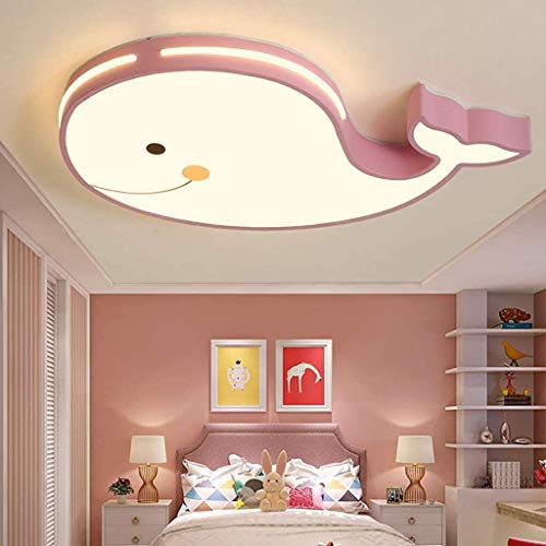 LONCHAN LED Modern Deckenleuchte Mit Innenbeleuchtung Delphinform Deckenlampe Junge Mädchen Baby Kinderzimmer Schlafzimmer Esszimmer Wohnzimmer Deckenlicht Kronleuchter,Pink/70cm/36w von LONCHAN