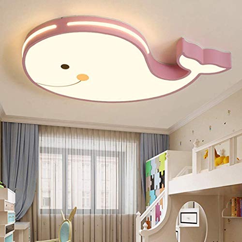 LONCHAN LED Modern Deckenleuchte Mit Innenbeleuchtung Delphinform Deckenlampe Junge Mädchen Baby Kinderzimmer Schlafzimmer Esszimmer Wohnzimmer Deckenlicht Kronleuchter,Pink/60cm/30w von LONCHAN