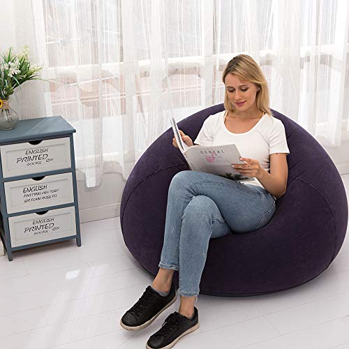 LONEEDY aufblasbares Stuhl-Sofa, aufblasbare Sitz-Gaming-Liege, Indoor Outdoor Camping Garten stilvolles weiches Plüsch-Gewebe für Erwachsene Kinder Single (Ball Blue) von LONEEDY