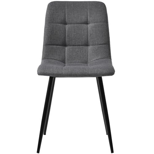LONELYO Esszimmerstuhl 4-teiliges Set, Esszimmerstuhl, rutschfest, Body Curve Design, geeignet für Esszimmer und Wohnzimmer (Graues Leinen) von LONELYO