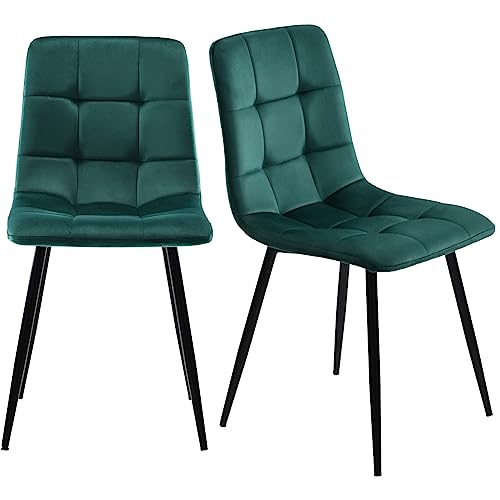 LONELYO Esszimmerstuhl 4-teiliges Set, Esszimmerstuhl, rutschfest, Body Curve Design, geeignet für Esszimmer und Wohnzimmer (Grüner Samt) von LONELYO