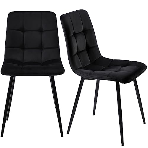 LONELYO Esszimmerstuhl 4-teiliges Set, Esszimmerstuhl, rutschfest, Body Curve Design, geeignet für Esszimmer und Wohnzimmer (Schwarzer Samt) von LONELYO